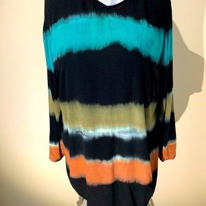 Carole Little II Long Sleeve Tie Dye Stripe Tunic. Size 14W